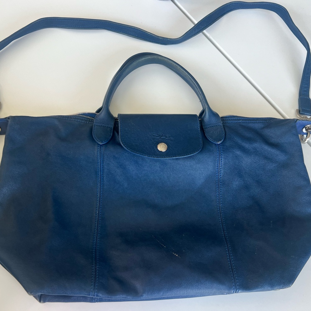 Longchamp Navy and Silver Key Holder